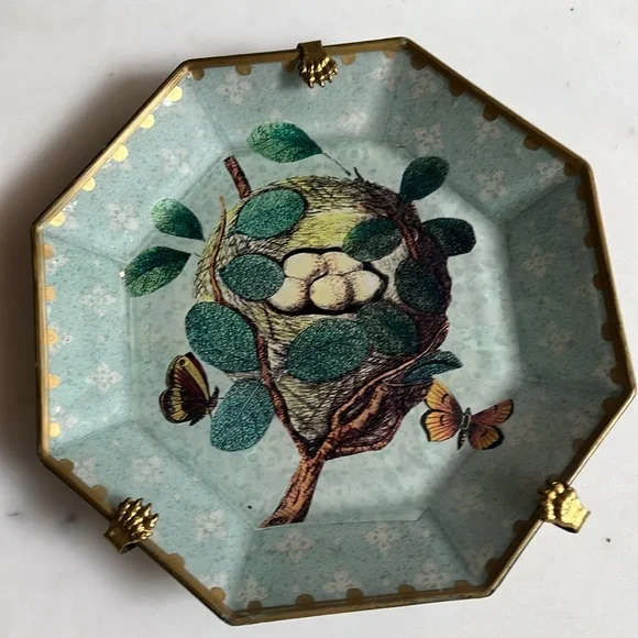 Three Charming Bird Nest Decorative Decoupage Plates